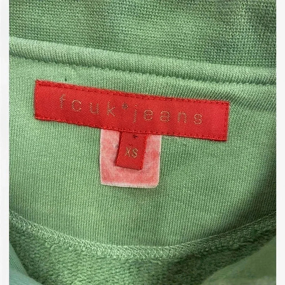 FCUK French Connection Vintage Green Zip Up Sweater Size XS - Picture 9 of 10
